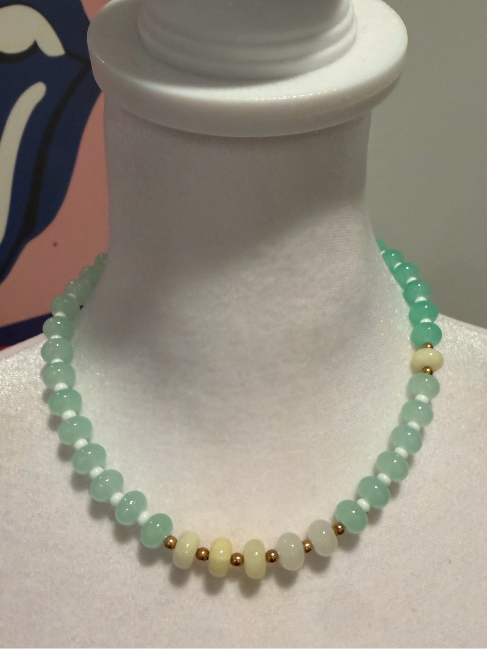 The Sea Glass Necklace Handmade Blue & Green Beaded Necklace – Gold Accent